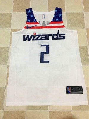 Maillot De Basket Washington Wizards John Wall 2 Dense Embroide Rouge Nike AU Fabric Blanc